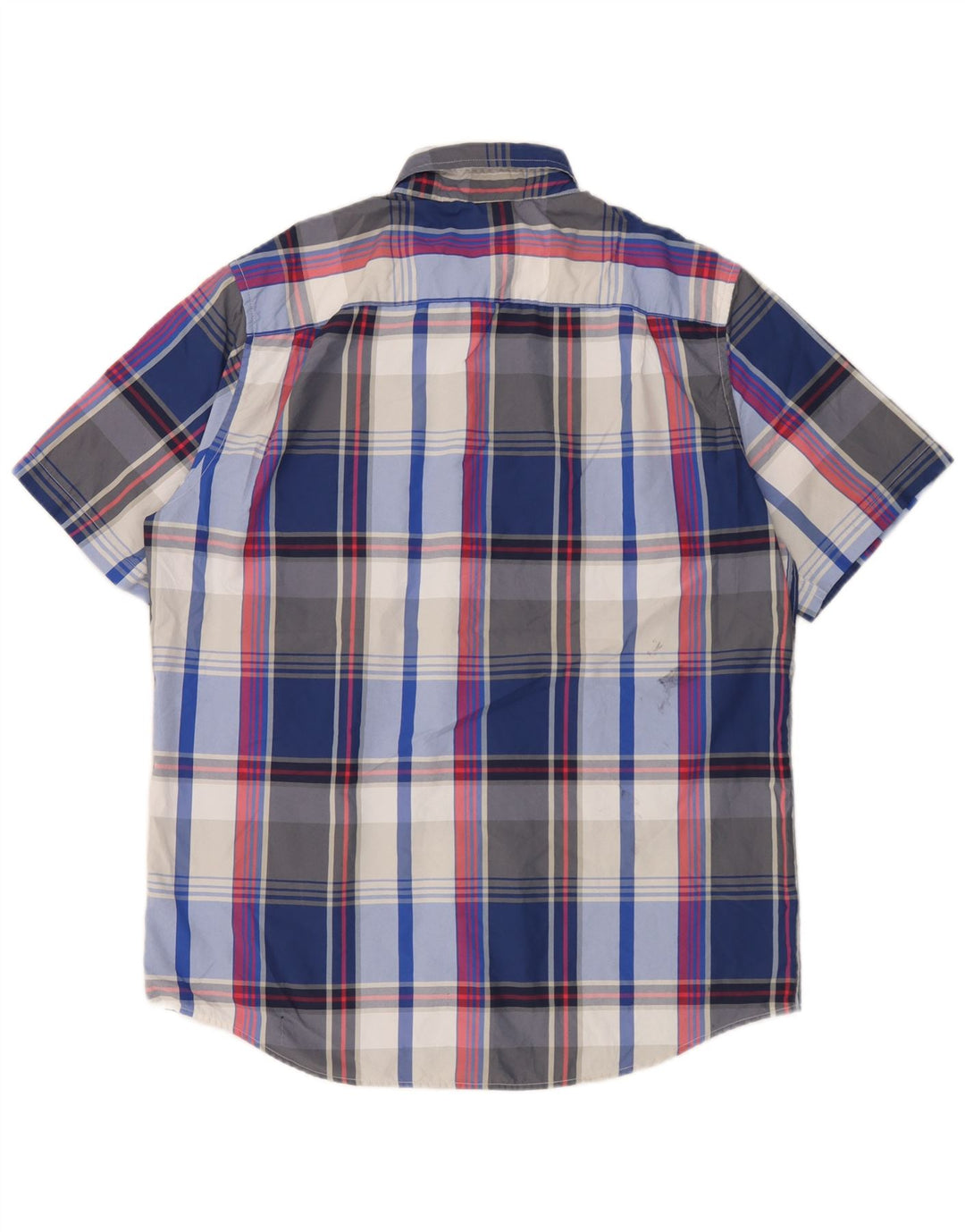 Chaps Camisa de manga corta para hombre Poliéster a cuadros azul grande