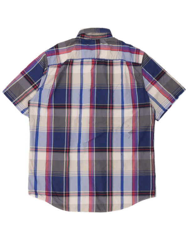 Chaps Camisa de manga corta para hombre Poliéster a cuadros azul grande