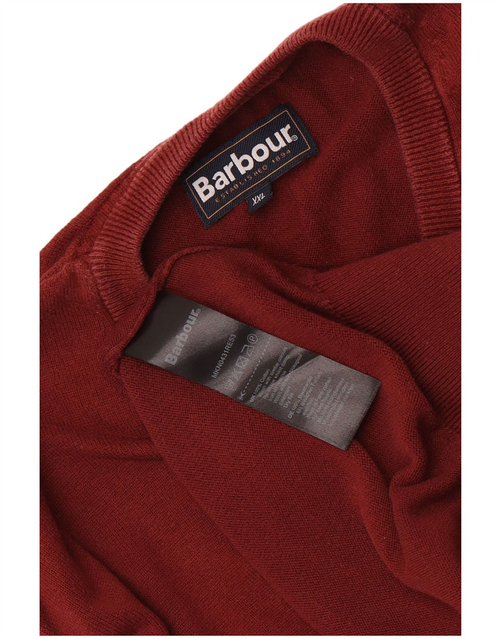 Barbour - Jersey con cuello en V para hombre, talla 2XL, algodón granate