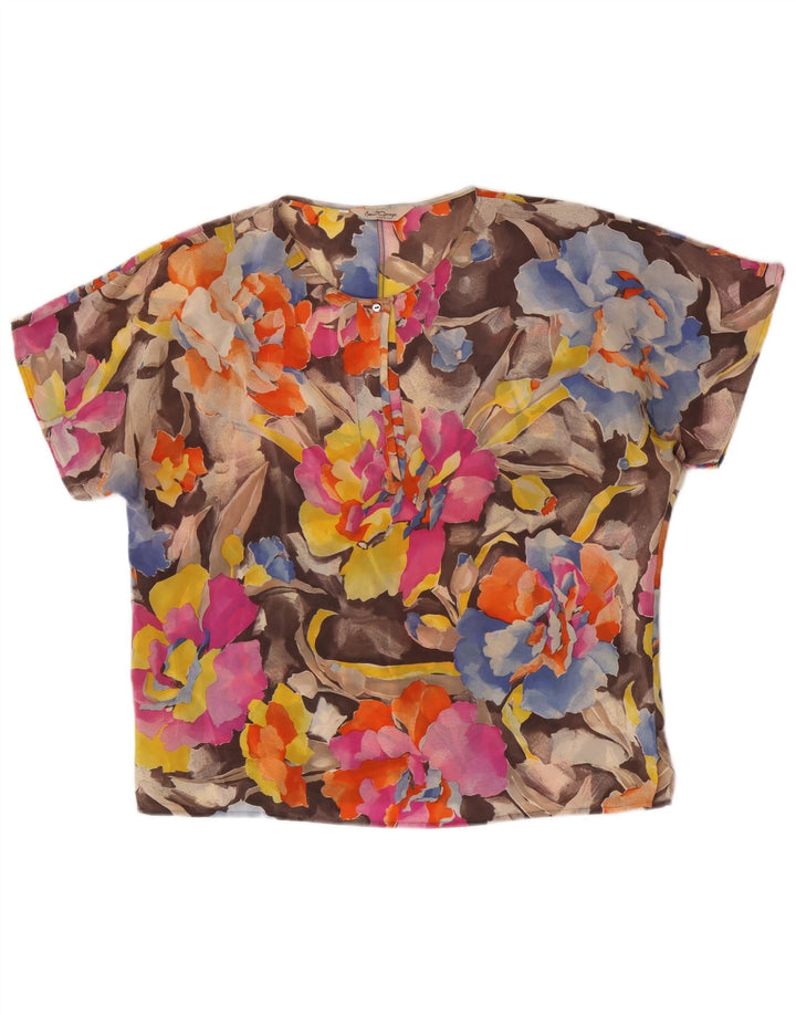 Blusa vintage para mujer Top IT 46 Acetato floral multicolor grande