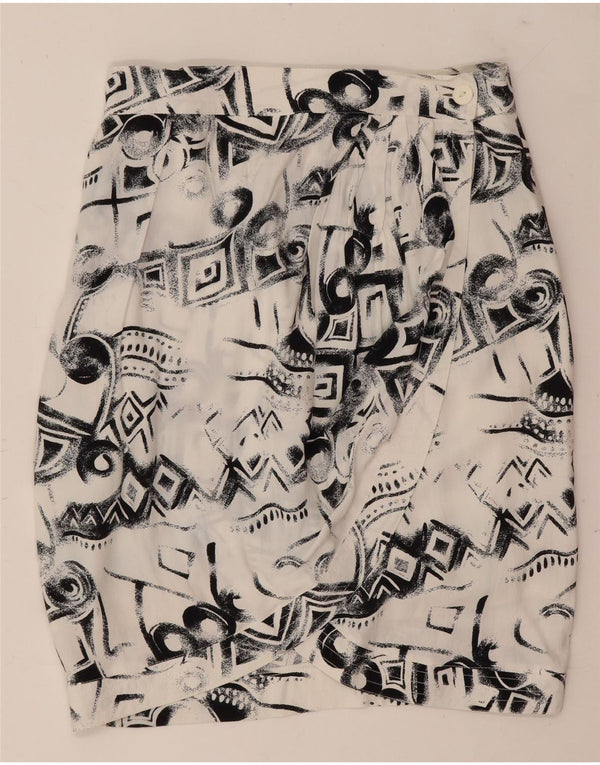 Falda envolvente vintage para mujer IT 44 Mediana W26 Viscosa geométrica blanca