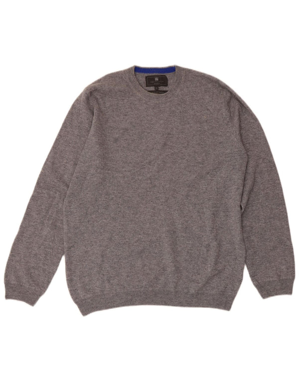 MARKS & SPENCER Suéter tipo jersey con cuello redondo y corte entallado para hombre Gris medio