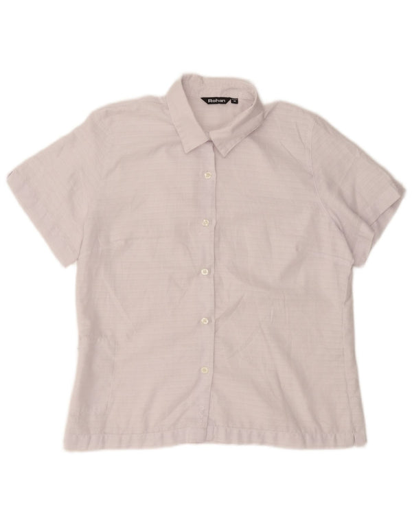 Rohan Blusa camisera de manga corta para mujer UK 44 Poliéster a cuadros blanco mediano