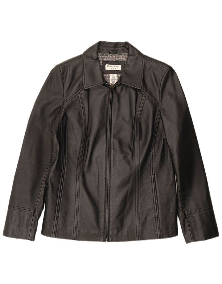 Covington Chaqueta de cuero para mujer Reino Unido 14 Cuero negro mediano