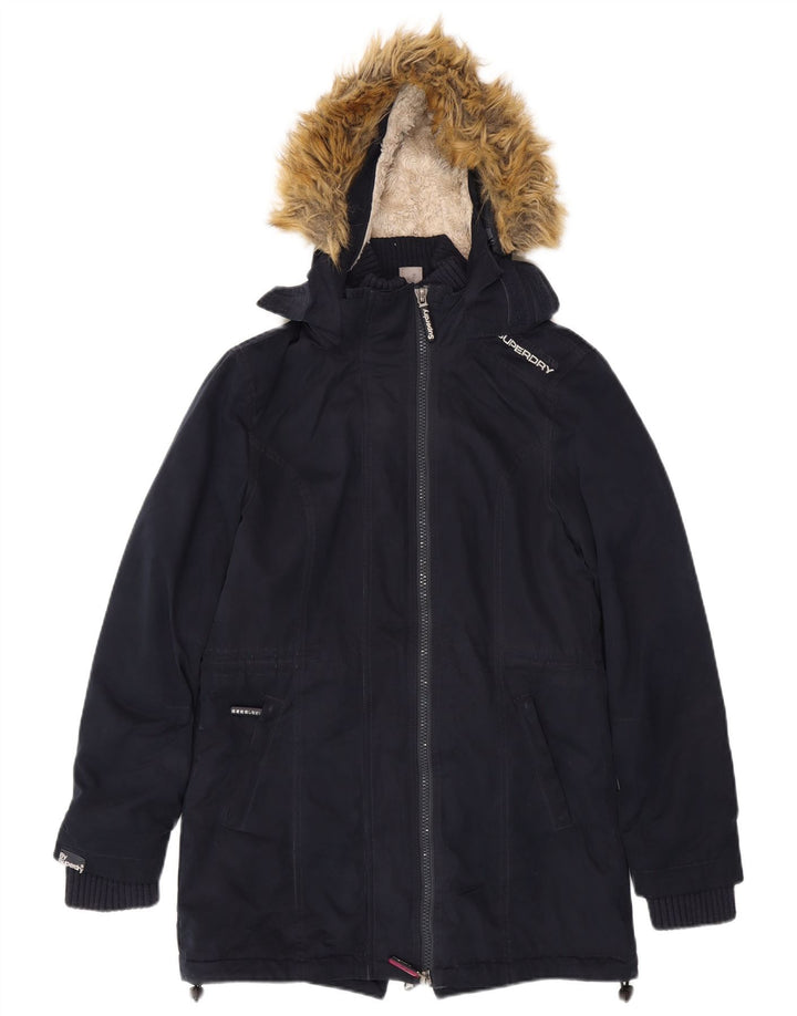 Superdry Parka con capucha Windparka para mujer, talla 44, talla M, azul marino