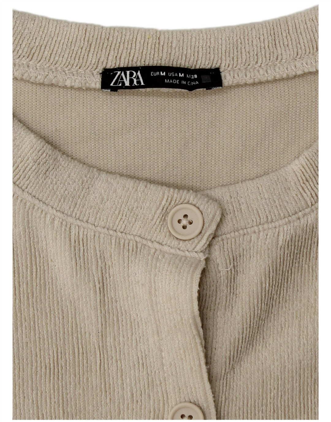 Zara Mujer Crop Cardigan Suéter UK 12 Medium Beige