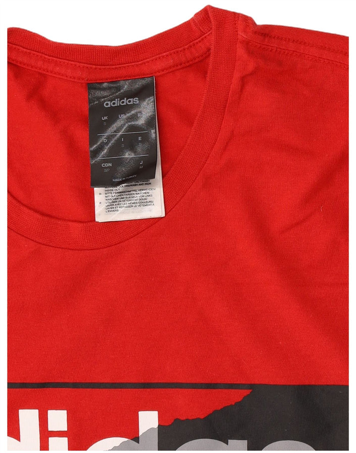 Adidas - Camiseta gráfica para hombre, talla pequeña, algodón rojo