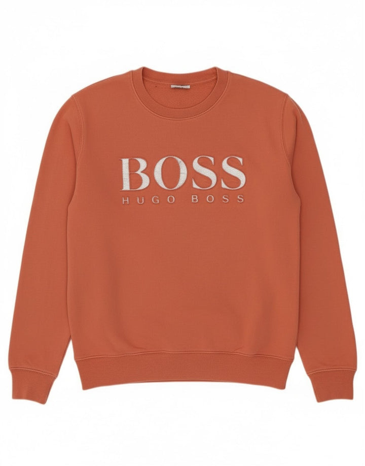 Hugo Boss Mujer Sudadera Gráfica Jumper UK 12 Medium Naranja