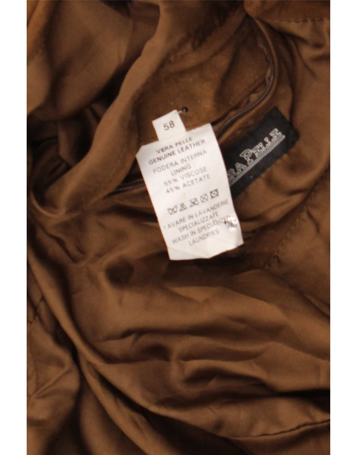 Vintage hombres ante bomber chaqueta IT 58 4XL cuero marrón