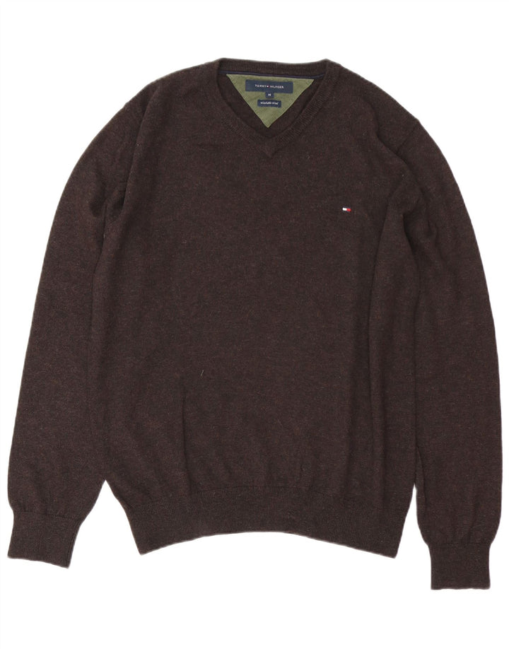 Tommy Hilfiger Jersey con Cuello en V para Hombre de Lana marrón Medio