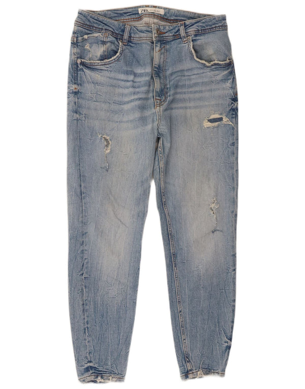 Zara Vaqueros cónicos desgastados para hombre EU 46 XL W36 L26 Azul