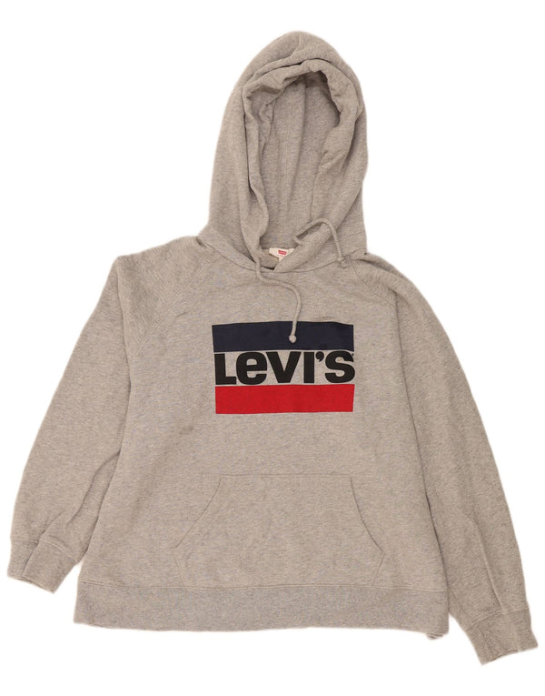 Levi's Jersey con capucha extragrande gráfico para mujer UK 18 XL Algodón gris