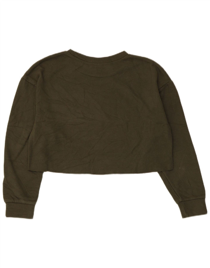 Zara Mujer Crop Oversize Sudadera Jumper UK 10 Small Caqui