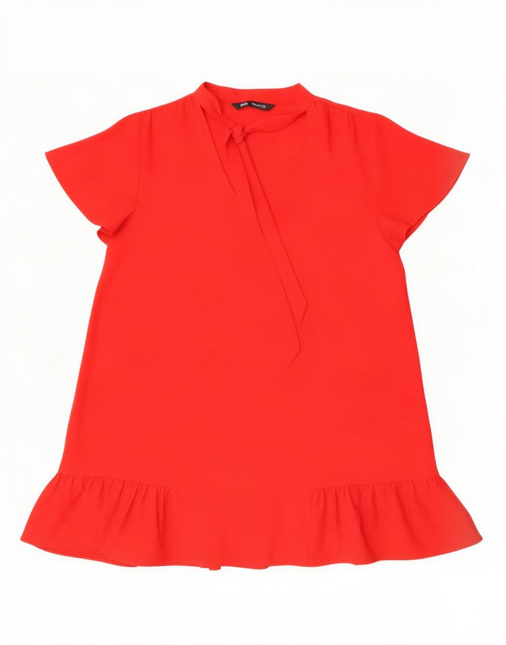 Zara Mujer Vestido Acampanado UK 46 Grande Poliéster Rojo