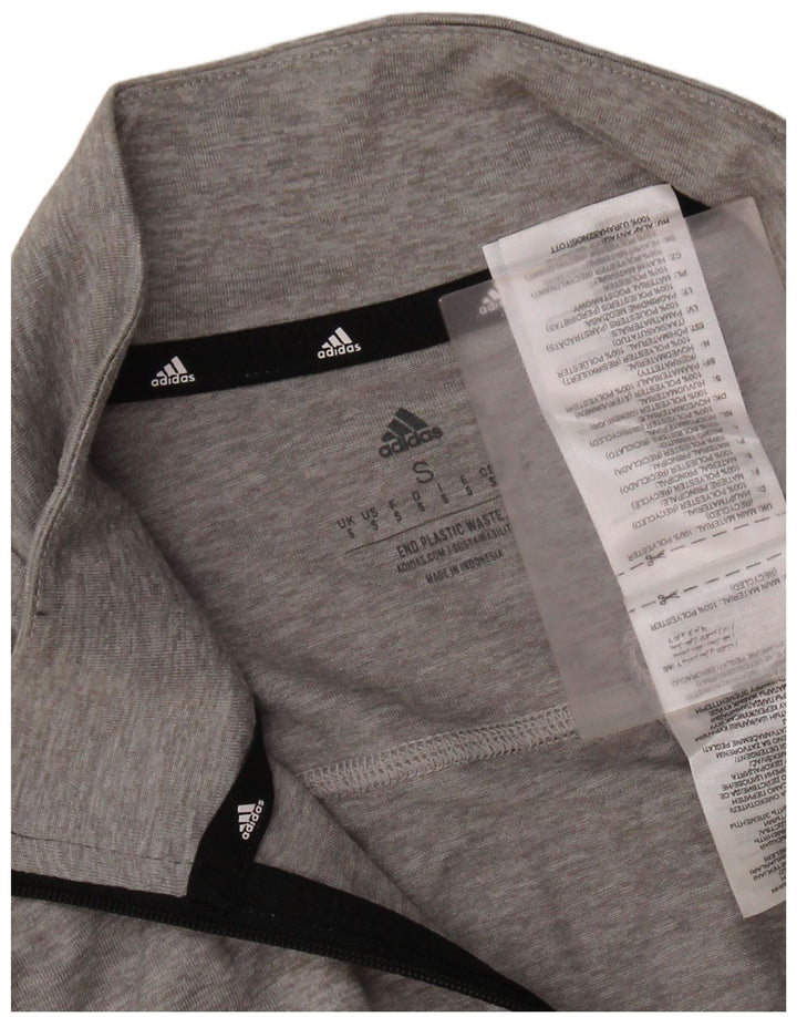 Adidas Hombre Aeroready Zip Neck Top Manga Larga Pequeño Gris Poliéster