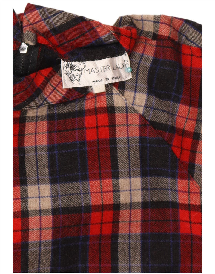 Vestido vintage de manga larga para mujer IT 46 Large Red Check