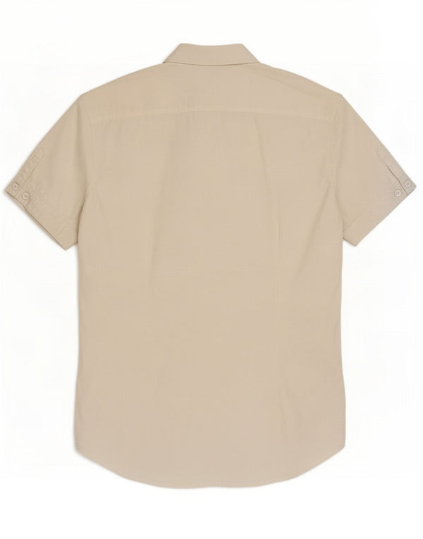 Benetton Camisa De Manga Corta Mujer ES 44 Mediano Blanco Algodón