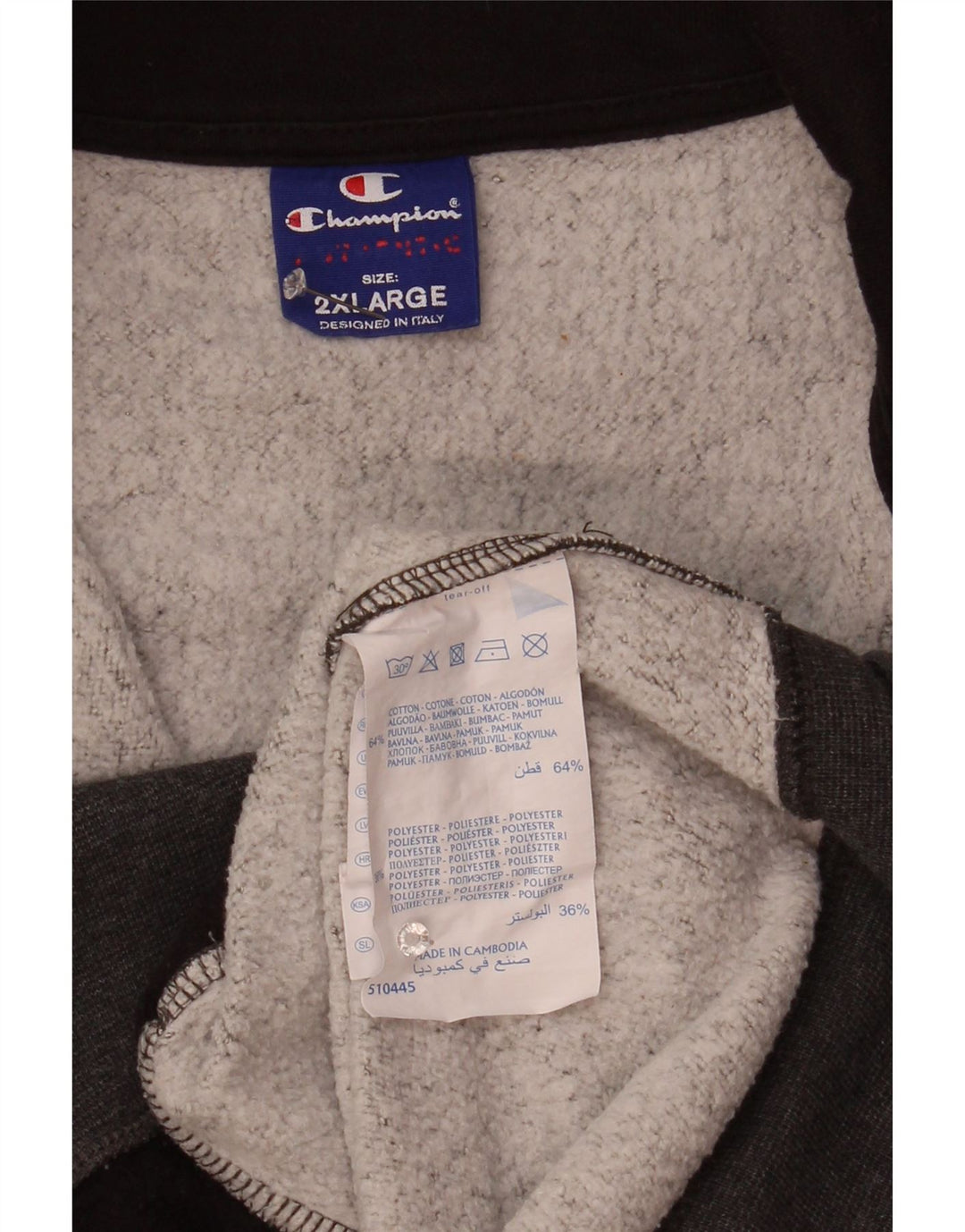 Champion Chaqueta de chándal para hombre 2XL Algodón moteado gris