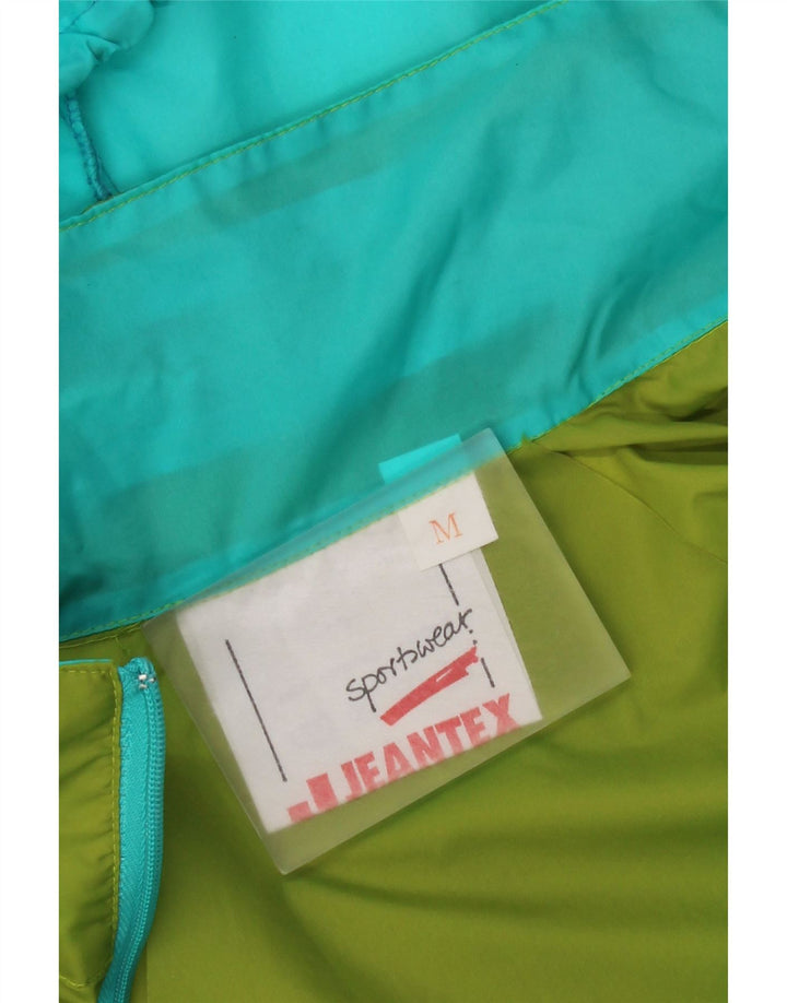 J Jeantex Chaqueta impermeable con capucha para hombre ES 38 Verde medio Poliamida color block