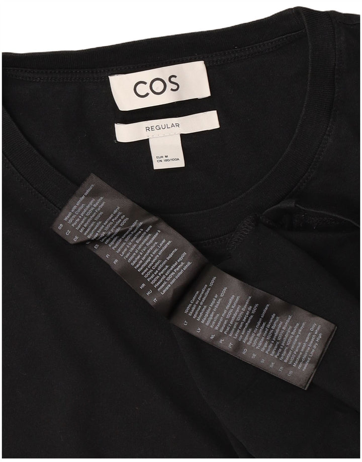 COS Camiseta de corte regular para hombre Top de algodón negro mediano