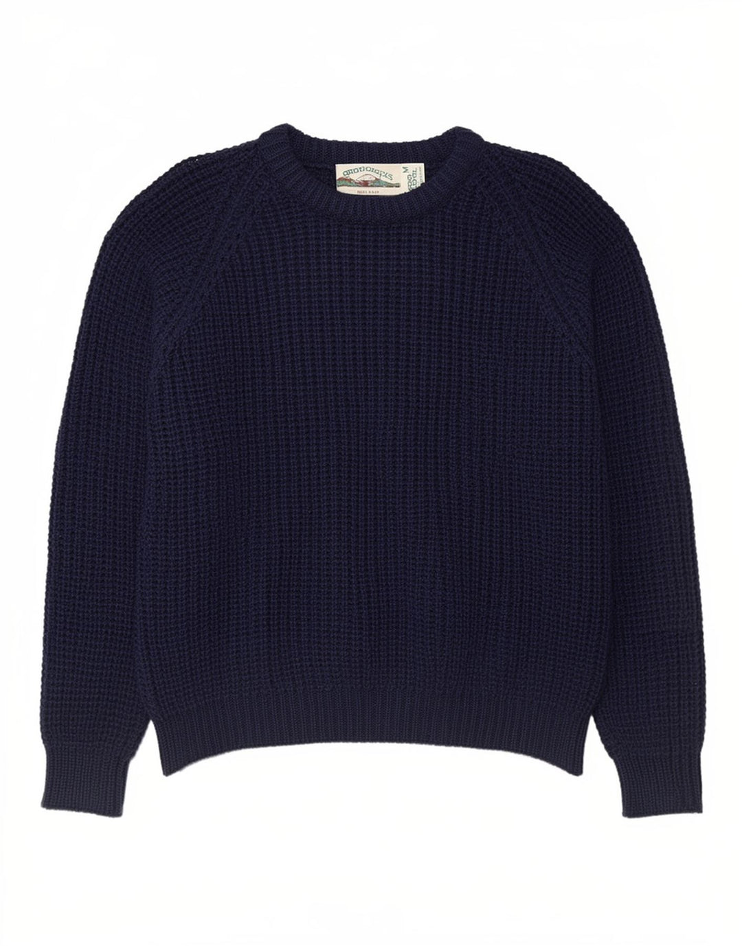 Aran Crafts Jersey de cuello redondo para hombre de lana azul marino mediano