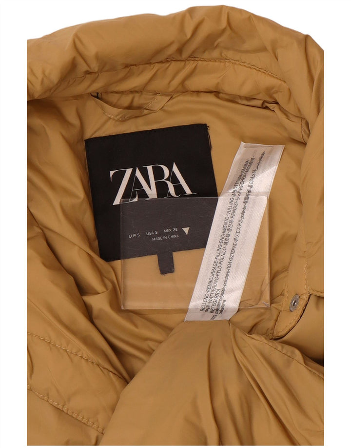 Zara Mujer Abrigo Acolchado Extragrande UK 10 Small Beige Poliéster