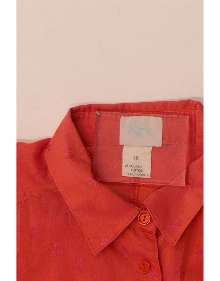 Vintage mujer camisa de manga larga EU 38 algodón moteado rojo medio