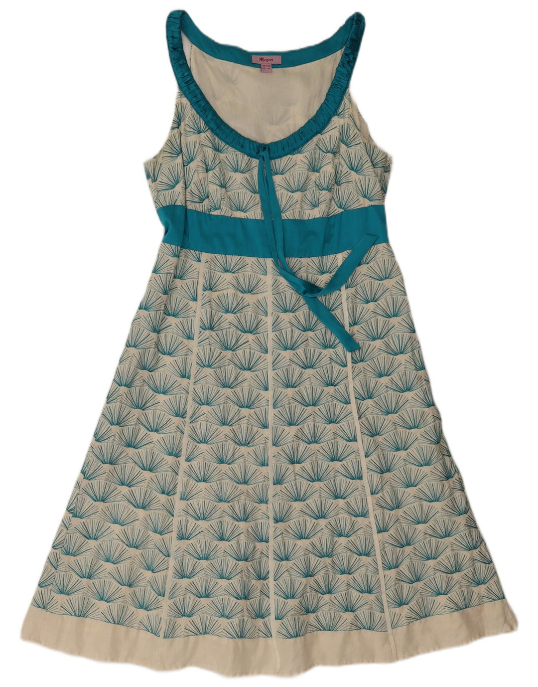 Monsoon Vestido acampanado con estampado abstracto para mujer, talla 46, color blanco roto