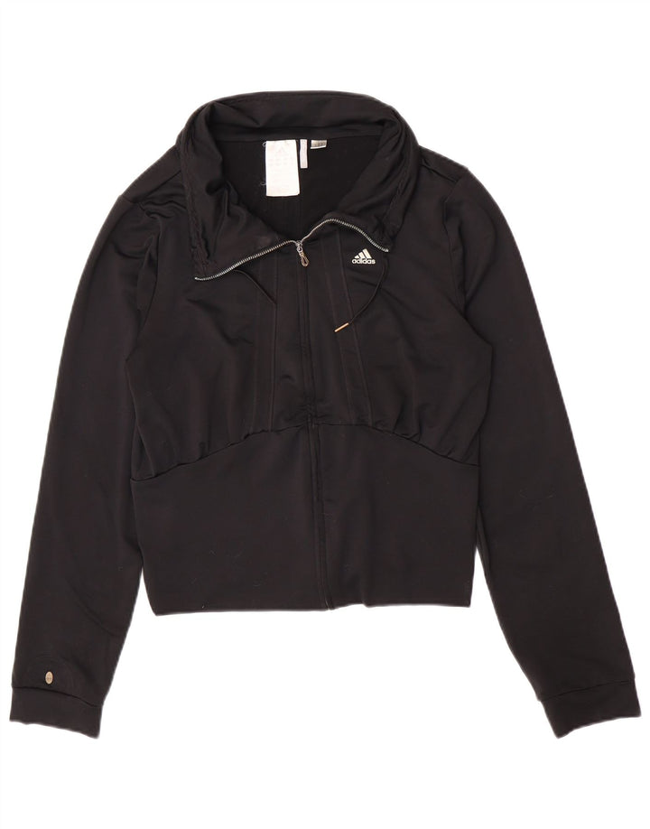 Adidas Mujer Clima 365 Chándal Top Chaqueta UK 14 Mediano Negro Poliéster