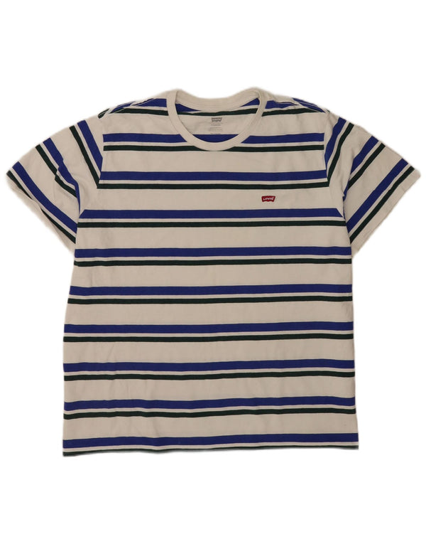 Levi's Camiseta estándar para hombre Top 2XL Algodón a rayas blancas