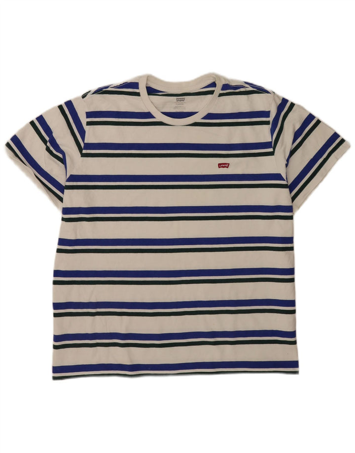 Levi's Camiseta estándar para hombre Top 2XL Algodón a rayas blancas
