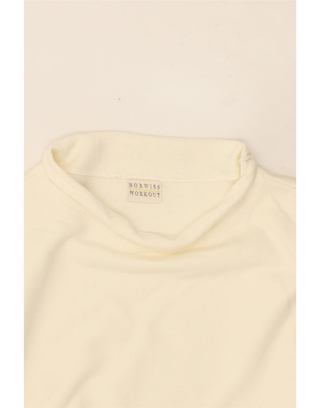 VINTAGE Womens 3/4 Sleeve Sweatshirt Jumper UK 12 Medium Off White Vintage Vintage and Second-Hand Vintage from Messina Hembry 