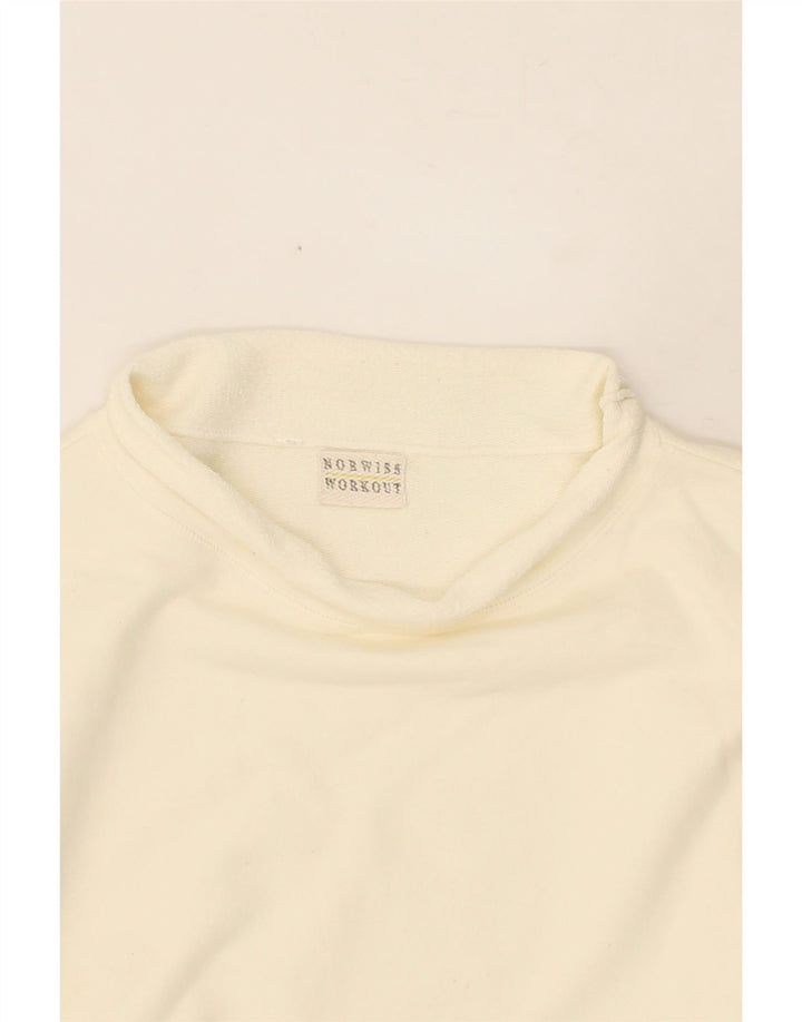 VINTAGE Womens 3/4 Sleeve Sweatshirt Jumper UK 12 Medium Off White Vintage Vintage and Second-Hand Vintage from Messina Hembry 