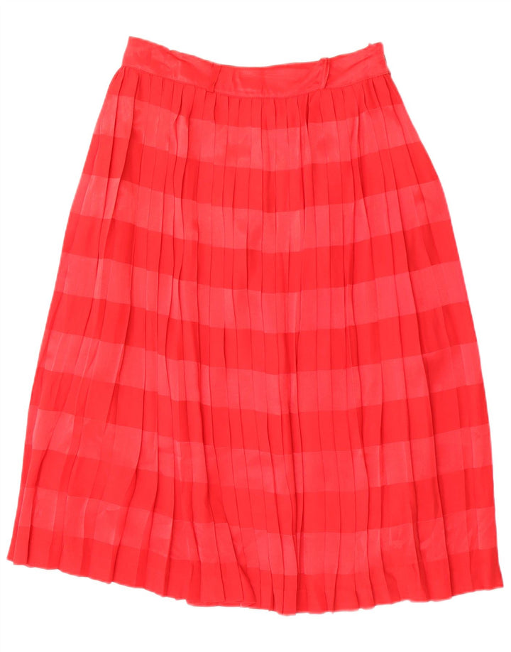 Falda plisada vintage para mujer IT 44 Mediana W28 Acetato de rayas rojas