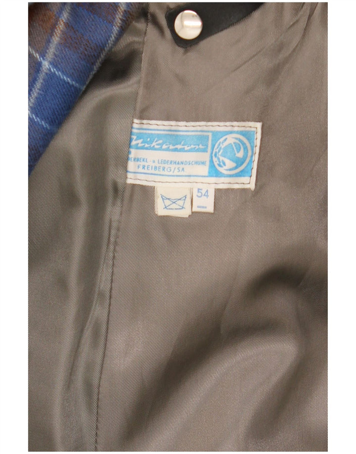 Abrigo de cuero vintage para hombre IT 54 2XL cuero negro