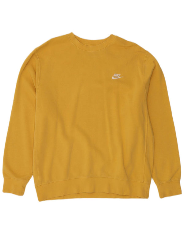 NIKE Hombre Sudadera Jumper Large Amarillo Algodón