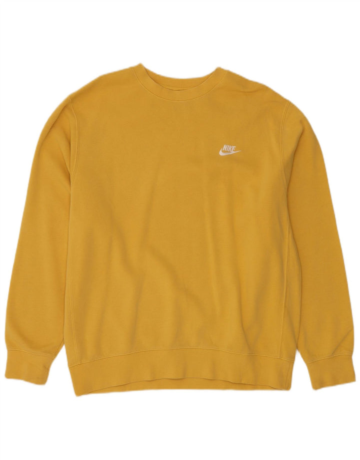 NIKE Hombre Sudadera Jumper Large Amarillo Algodón