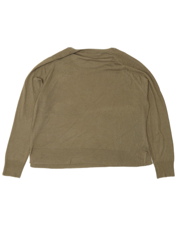 Zara Suéter tipo jersey con cuello redondo y ajuste regular para mujer UK 40 Verde medio
