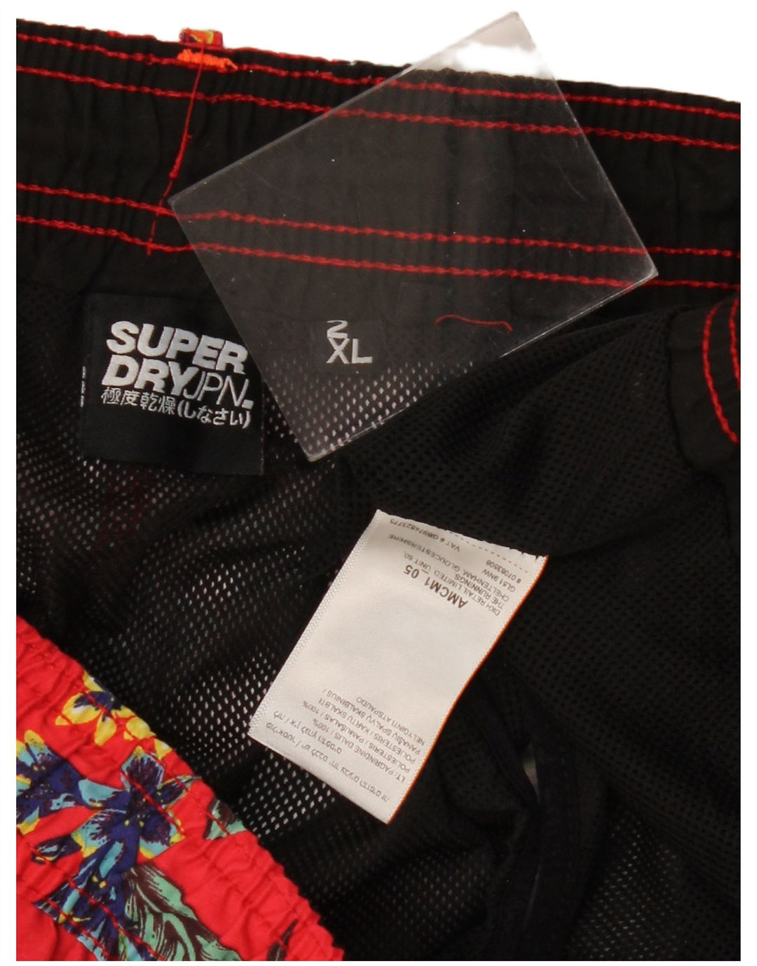 SUPERDRY Bañador para hombre 2XL Poliéster floral rojo