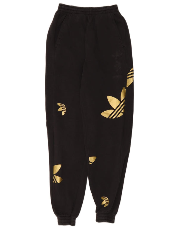 Adidas Pantalones de chándal con estampado gráfico de cintura alta para mujer Joggers UK 6 XS Negro