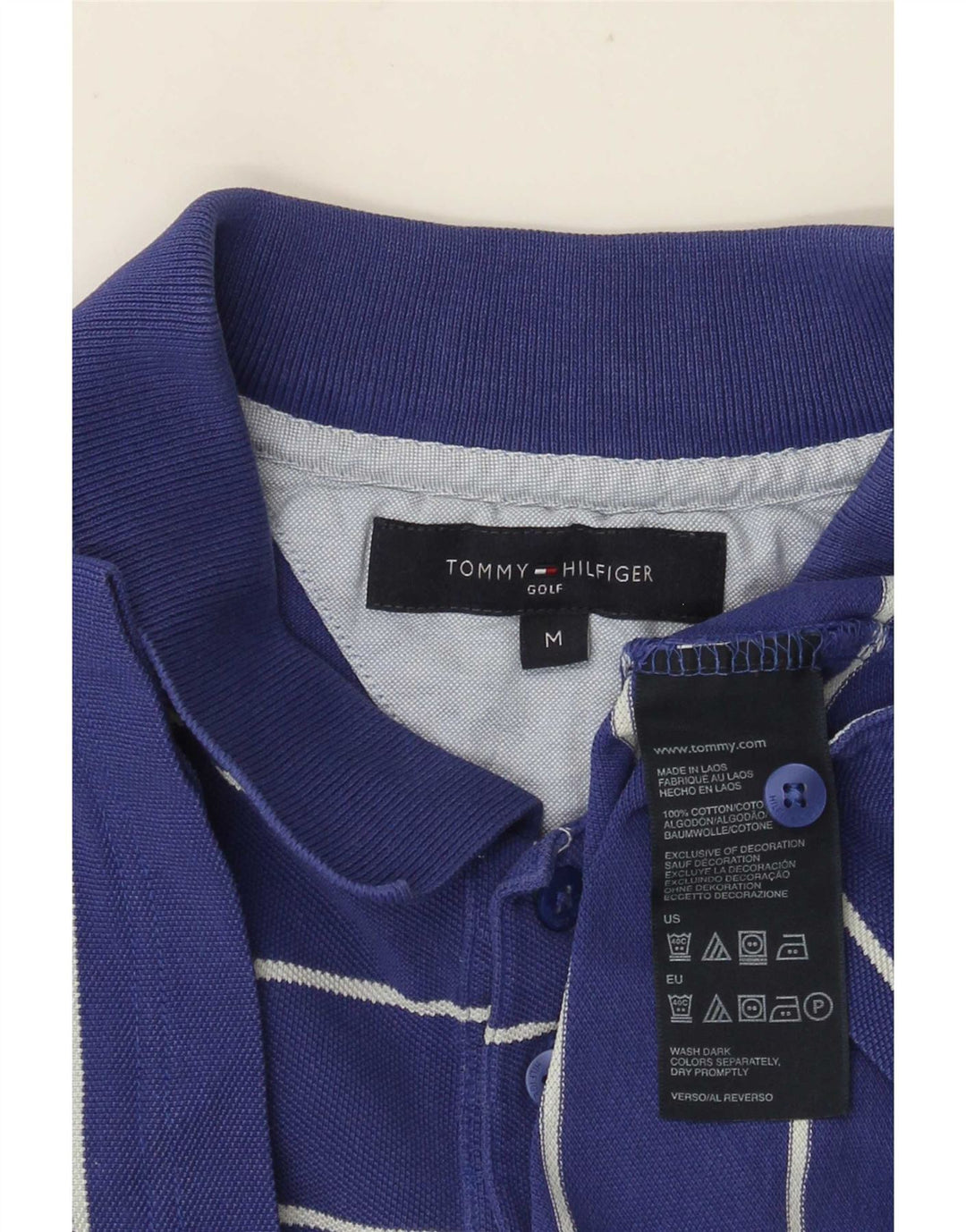 Polo Tommy Hilfiger Hombre De Algodón A Rayas Azul Medio