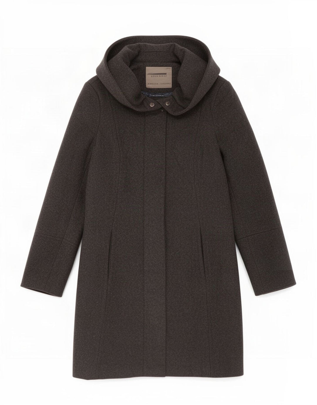 Zara Mujer Abrigo Con Capucha UK 10 Small Lana Negra