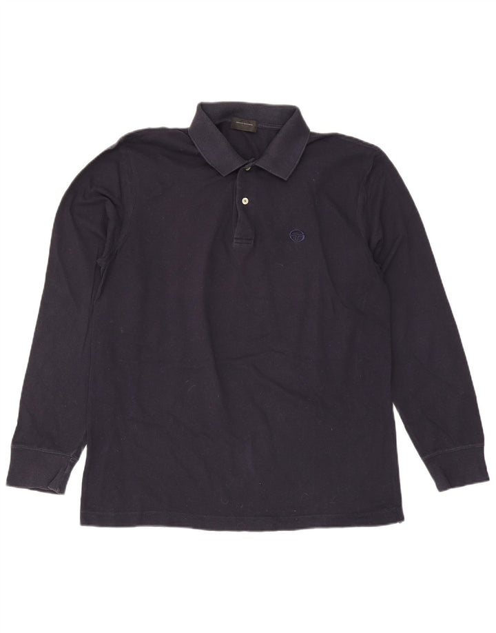 Sergio Tacchini Polo de manga larga para hombre grande azul marino