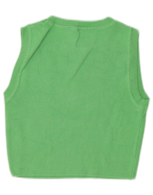 Zara Mujer Crop Vest Top UK 10 Small Viscosa Verde
