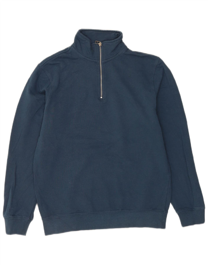 John Lewis - Sudadera con cuello y cremallera para hombre, talla pequeña, algodón azul marino