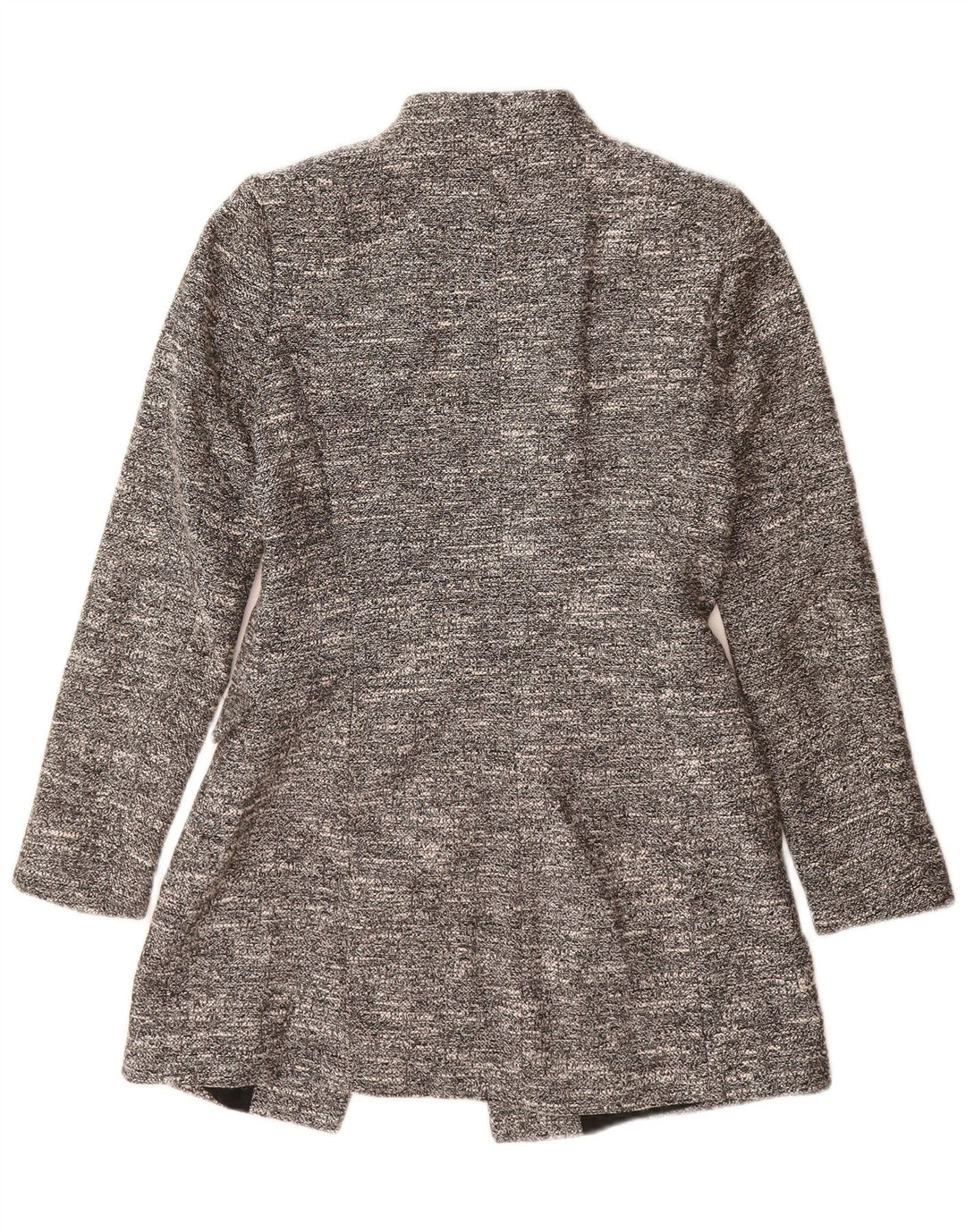 Zara Mujer Abrigo Abierto Reino Unido 10 Pequeño Algodón Moteado Gris