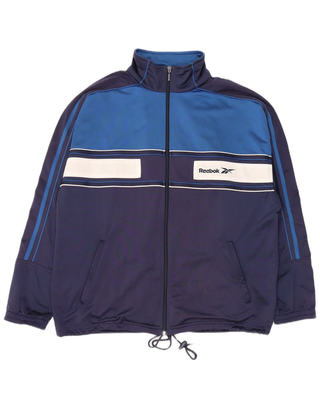 Reebok - Chaqueta de chándal con gráfico para hombre, color azul marino mediano