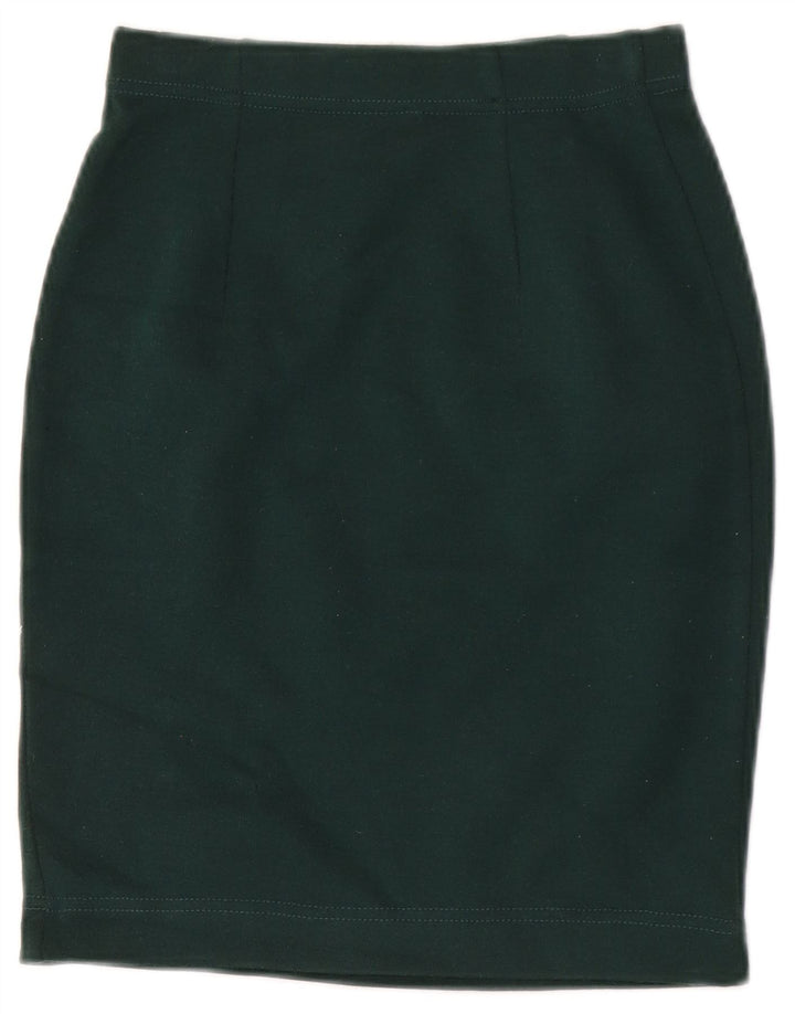 Falda lápiz vintage para mujer IT 40 Pequeña W32 Lana verde