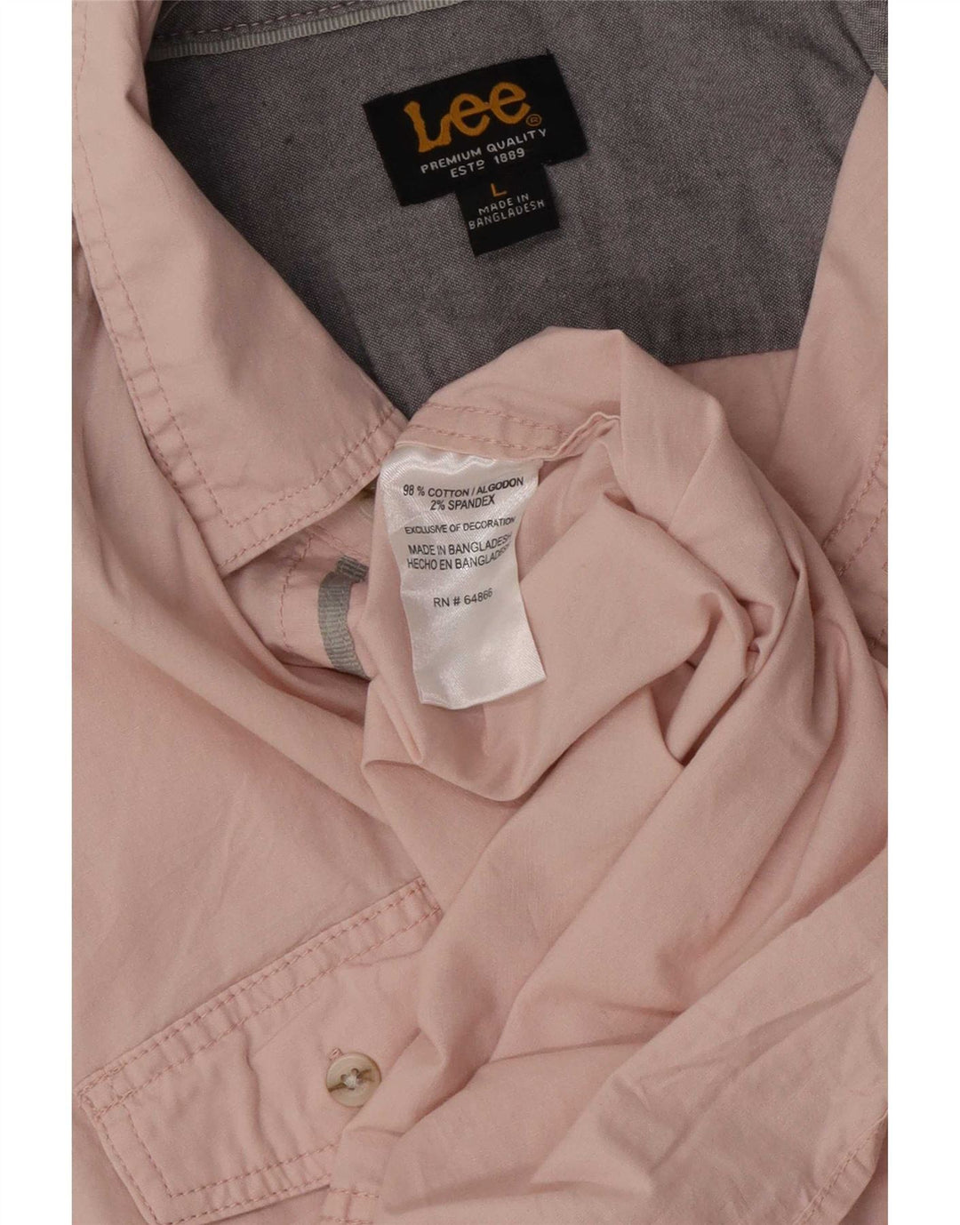 Lee Camisa De Manga Corta Para Hombre De Algodón Rosa Grande