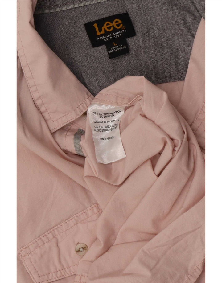 Lee Camisa De Manga Corta Para Hombre De Algodón Rosa Grande